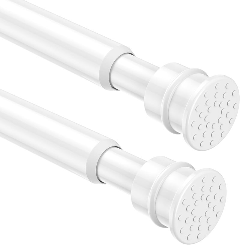 fvonzn Tension Curtain Rod 26 to 48 Inch Adjustable Tension Rods 2 Pack Expandable Spring Tension Rod White No Drilling for Closet Kitchen Cupboard Wardrobe Door Bookshelf DIY Projects - Image 1